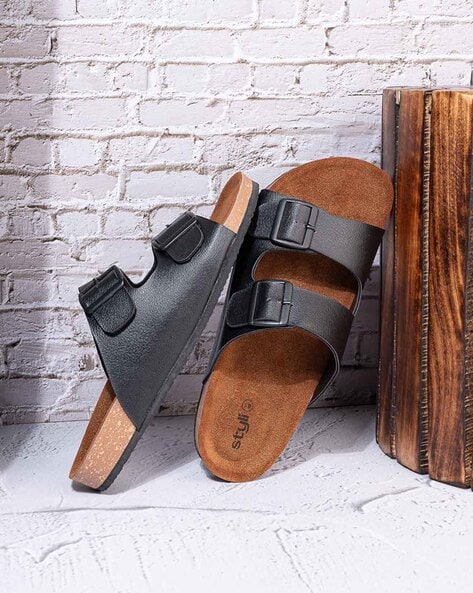 Men Double-Strap Sandals with Buckle Closure