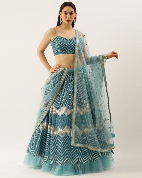 Shop Green Georgette Ghagra Choli With Embroidery for women buy from Soch  USA & Worldwide