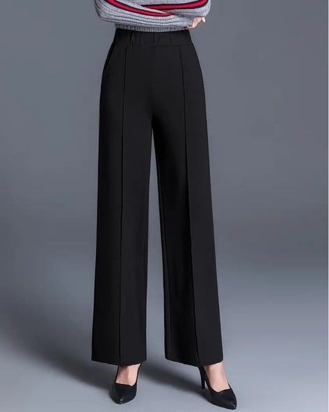 M-4XL Women Stretch Suit Pants Casual Loose Korean Straight Cut Wide Leg  Trousers Office Work Pant | Shopee Malaysia