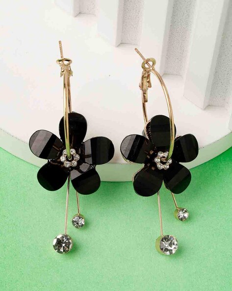 best wholesale earrings. Black & Clear Crystal Round Statement Earrings  Supplier | JR Fashion Accessories