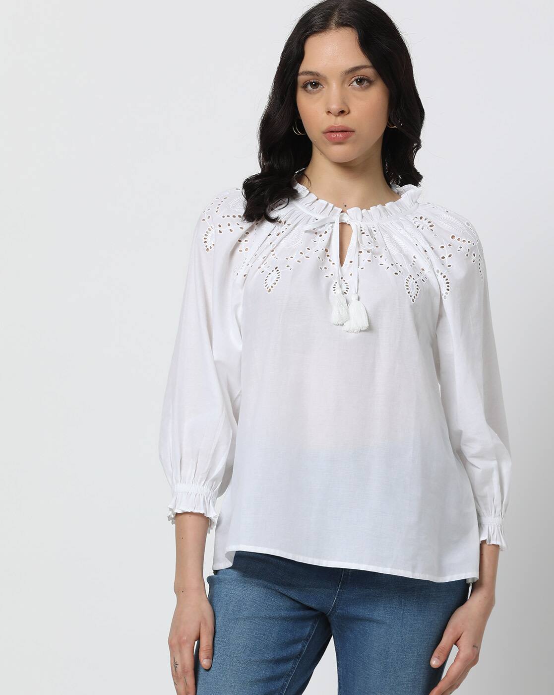 Buy White Tops for Women by DNMX Online | Ajio.com