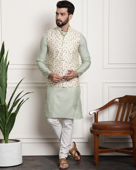 Buy Green 2 Piece Ethnic Suit for Men by SOJANYA Online Ajio