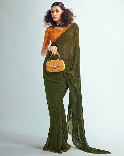 Women Embellished Georgette Saree