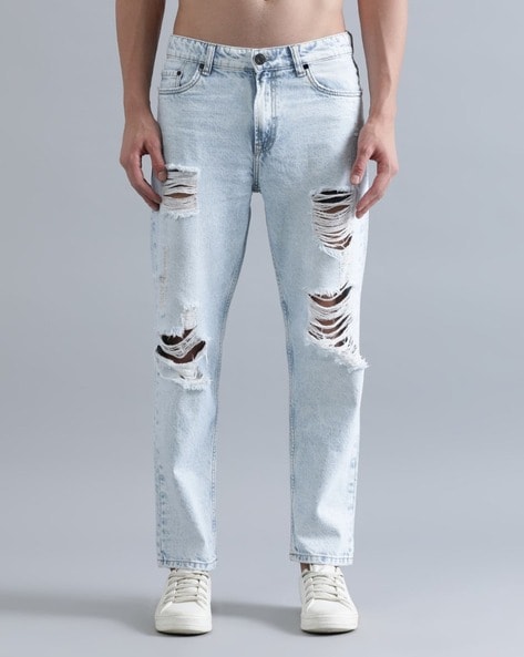 Distressed Tapered Jeans