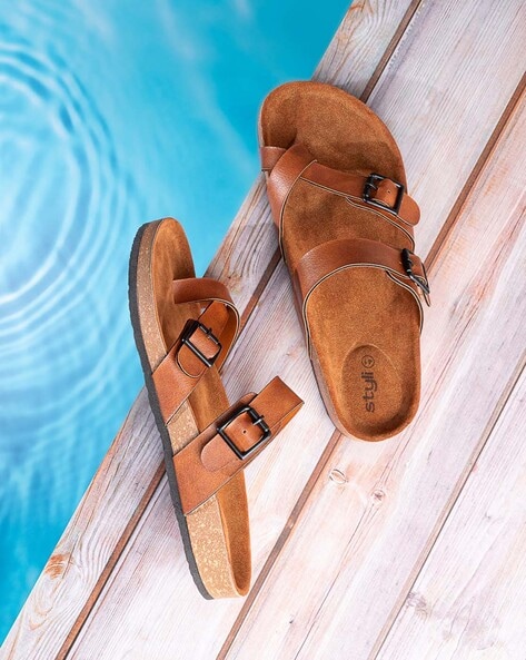 Buy Tan Sandals for Men by Styli Online Ajio