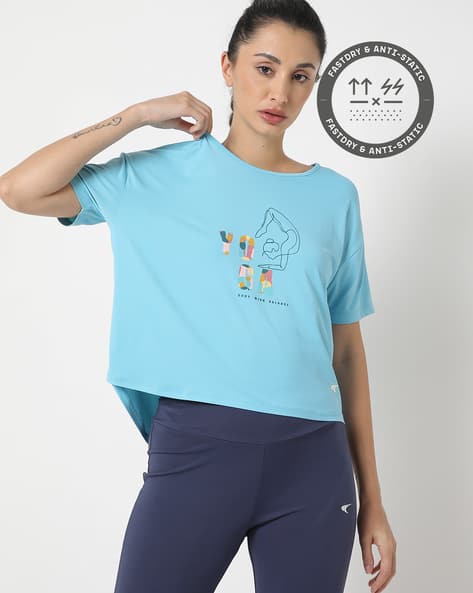 PERFORMAX Women Printed Loose Fit Yoga T-Shirt