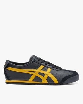 Buy Onitsuka Tiger Men Mexico 66 Low Top Lace Up Sneakers Black Yellow Color Men AJIO LUXE