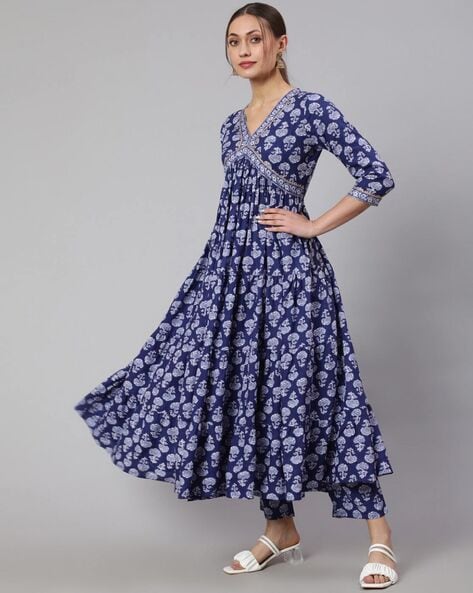 Blue Kurtas for Women by GLAM ROOTS Online | Ajio.com
