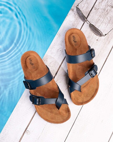 Styli Double Buckle Sandals Mens Buy Navy Blue Sandals For Men