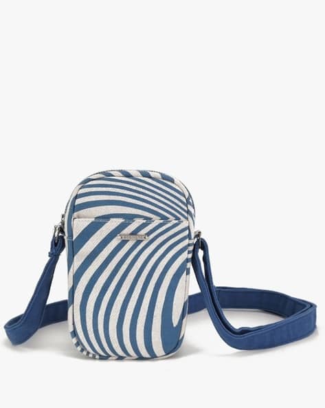 Women Striped Sling Bag with Adjustable Strap