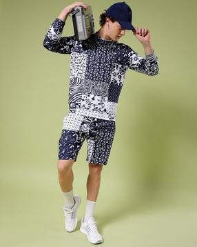 the indian garage co Men Floral Print Regular Fit T-Shirt with Shorts-picture-21