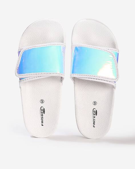 Buy White Blue Flip Flop Slippers for Women by FRISBEE Online