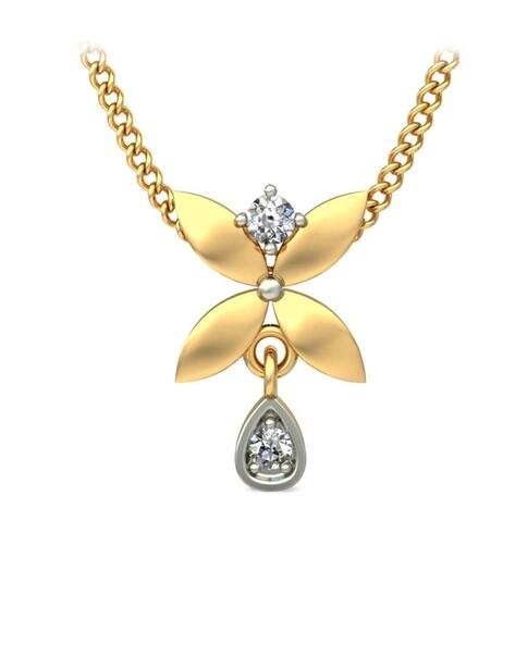 Avsar Girls Yellow Gold Cubic Zirconia-Studded Manisha Pendant