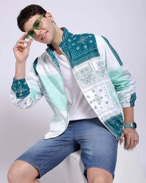 Clothing Indian Print Jacket Mens Men Paisley Print Slim Fit