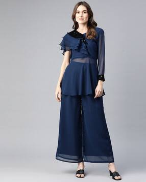 cottinfab Women Embellished Ruffle Top with Trousers-picture-20