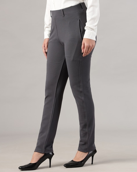 Buy Dark Gray Trousers Pants for Women by FITHUB Online Ajio