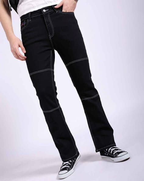 Mid Rise Black Slim Bootcut Jeans Mens Buy Black Jeans For Men
