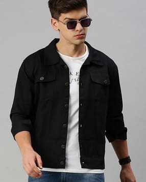 vogati Men Regular Fit Denim Jacket with Flap Pockets-picture-14