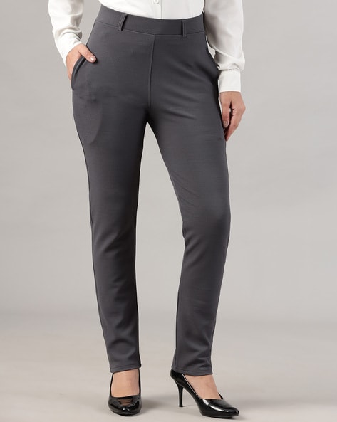 Grey slim fit trousers ladies hotsell