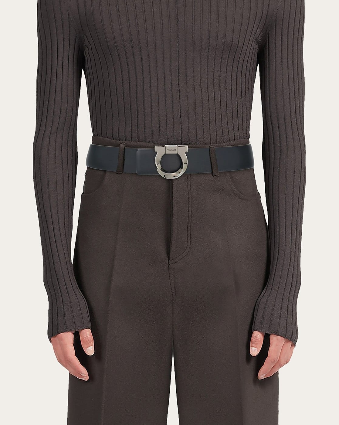 Buy Ferragamo Fixed Gancini Twist Belt Black Brown Color Men