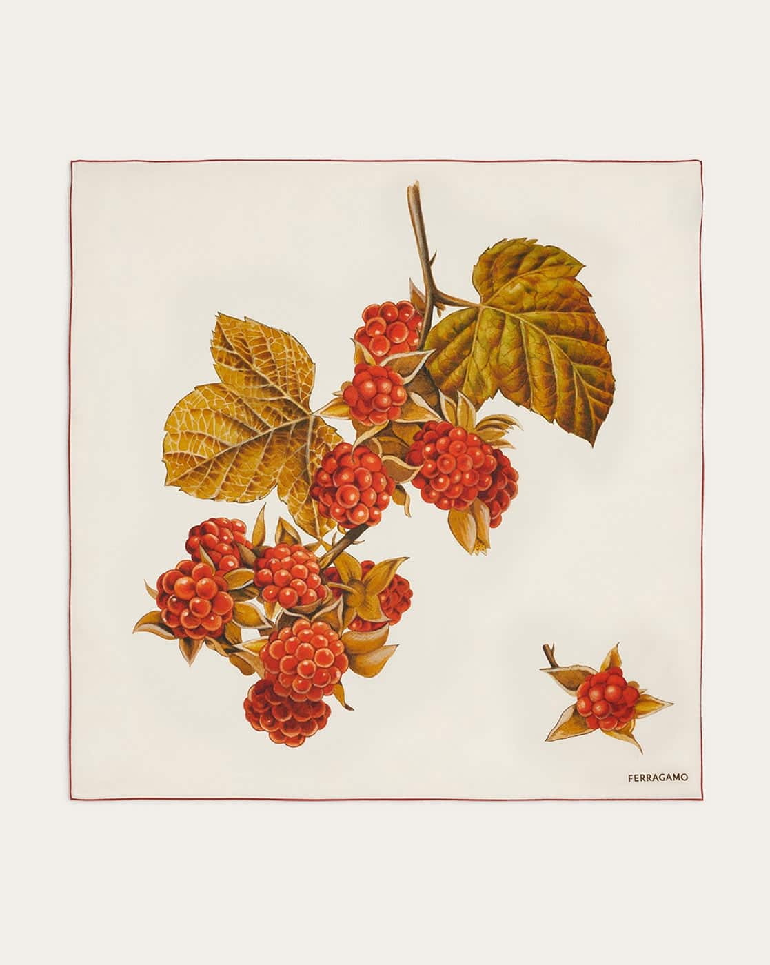 Buy Ferragamo Blackberry Print Pure Silk Foulard Scarf | White