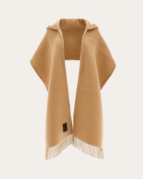 Buy Ferragamo Gancini Reversible Cape | Black Color Women