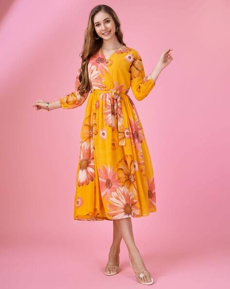 Buy Mustard Dresses for Women by MOJILAA Online | Ajio.com