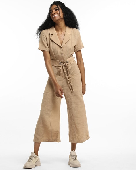 MADAME Beige Cotton Jumpsuit