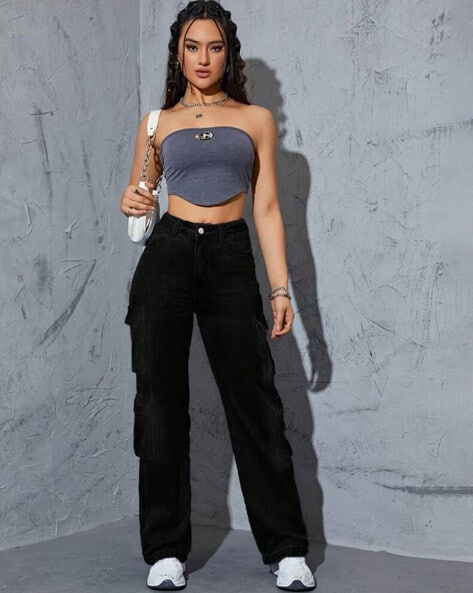 Wide Leg Cargo Pants with Insert Pockets