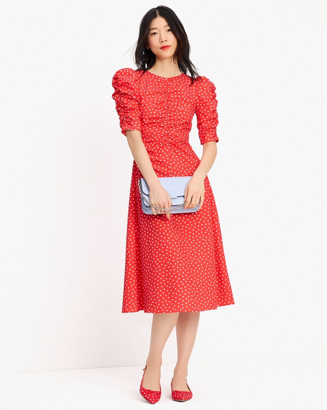 Kate spade stripe shops embroidered midi dress