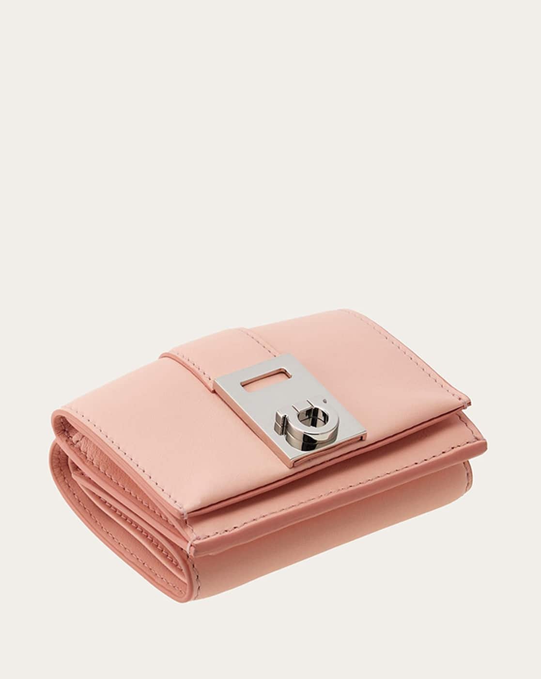 Buy FERRAGAMO Two-Tone Hug Bi-Fold Wallet with Strap | Pink