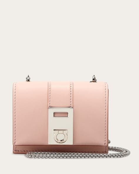 Buy FERRAGAMO Two-Tone Hug Bi-Fold Wallet with Strap | Pink