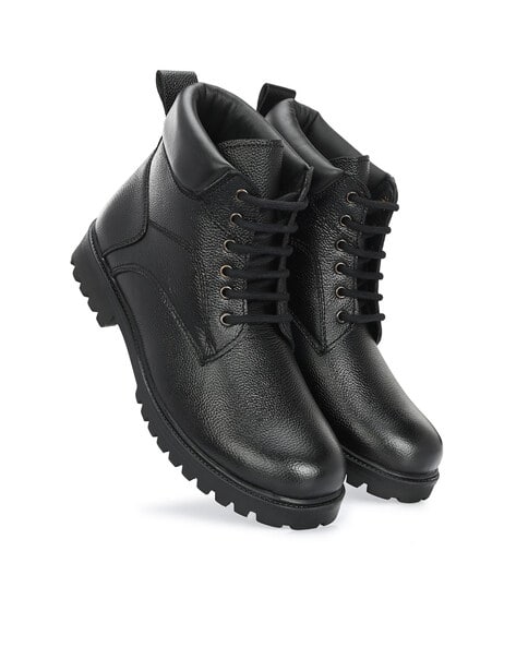 high ankle men's black leather ankle boots