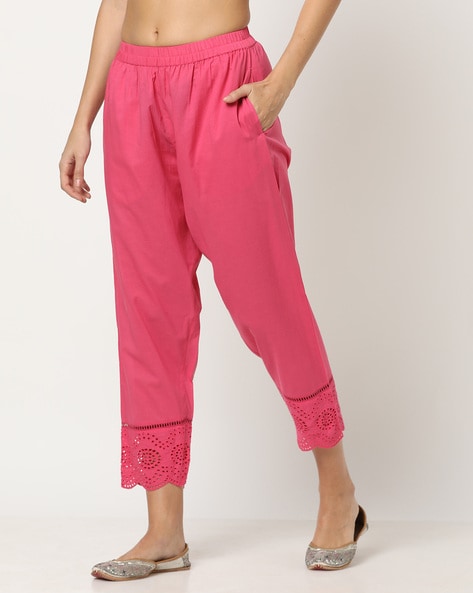 Women Schiffli Embroidered Pants Price in India