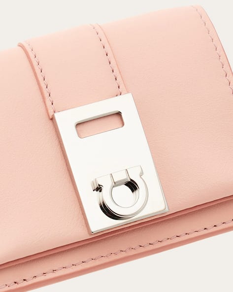 Buy FERRAGAMO Two-Tone Hug Bi-Fold Wallet with Strap | Pink