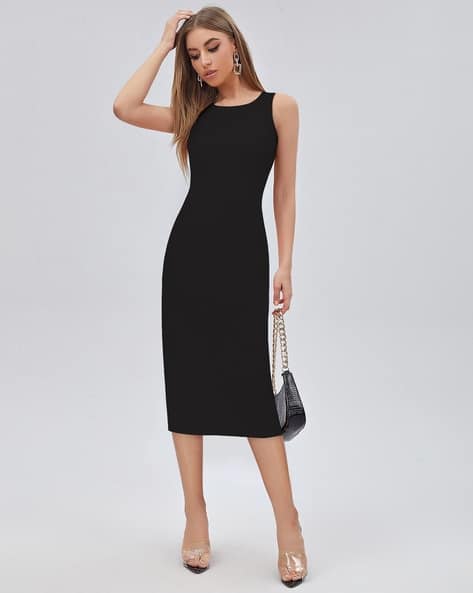 blue dress for baby girl Cabo Nights Knit Sleeveless Bodycon Dress, Black – Reesey B's Boutique main image 0