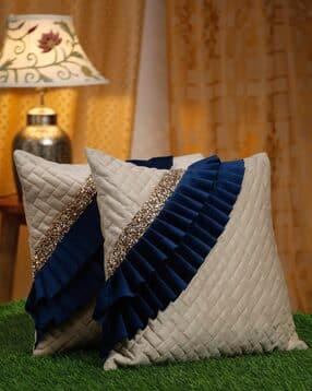 hosta homes Pack of 2 Quilted Cushion Covers with Frills 24" x 24"-picture-37