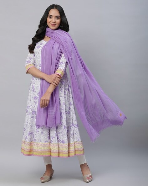 Women Crinkled Dupatta with Fringes Price in India