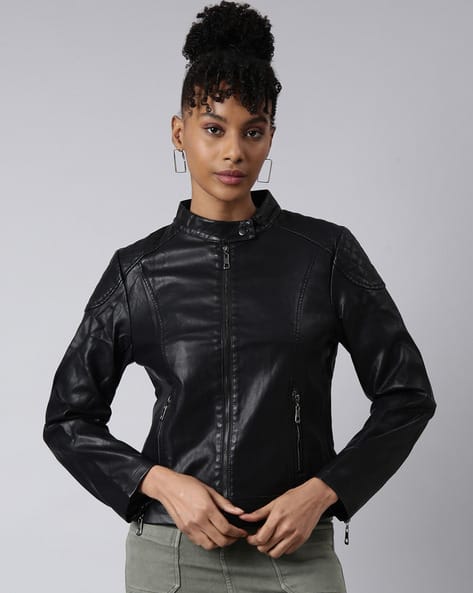 Women Zip-Front Biker Jacket
