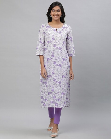 Buy Purple White Kurtas for Women by AURELIA Online Ajio