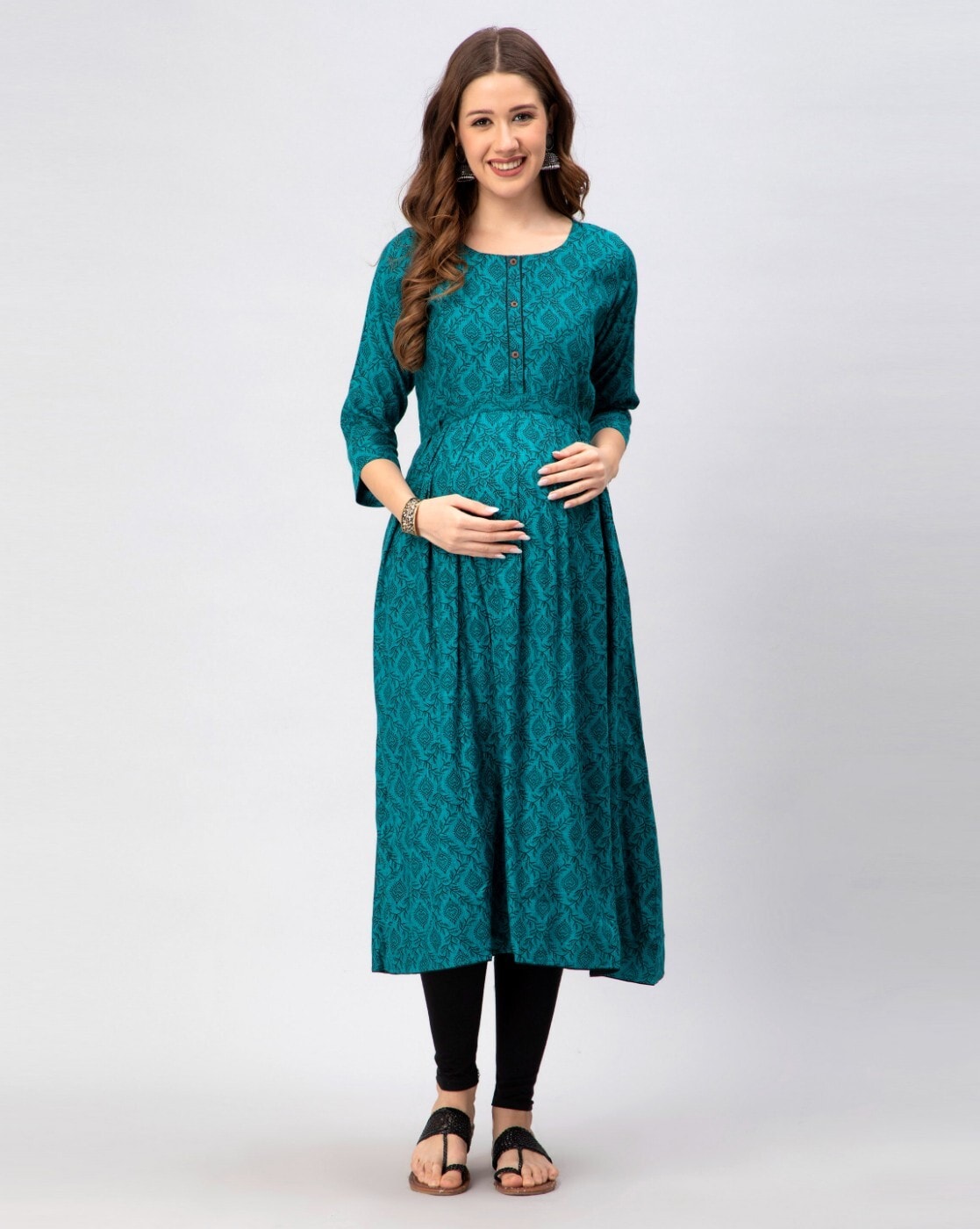 Buy Ayukti Women's Rayon Cotton Floral Printed A-Line Maternity Feeding  Kurti with 2 side Zipper Online at Best Prices in India - JioMart.