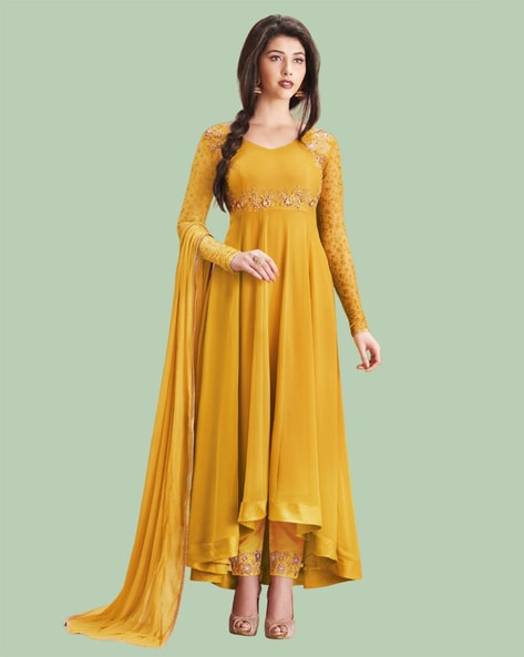 Anarkali Kurta Indian Party Wear Dress for Women Mustard Yellow A-line Maxi  Dress Plus Size Kurti Ethnic Wear Women Gown Dress - Etsy