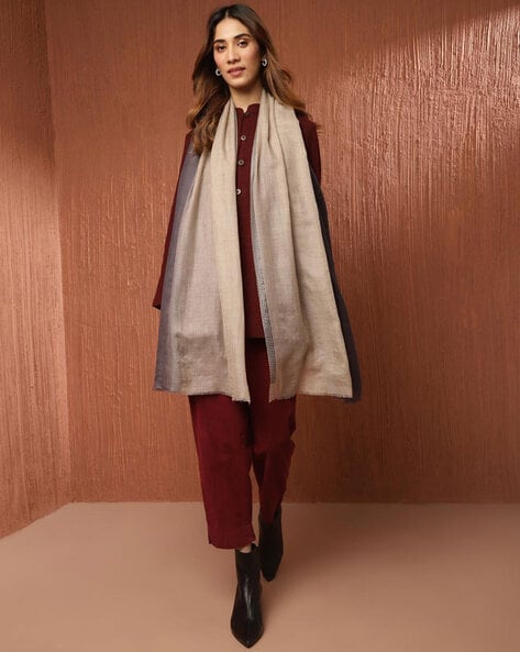 Women Cashmere Stole with Fringed Hems Price in India