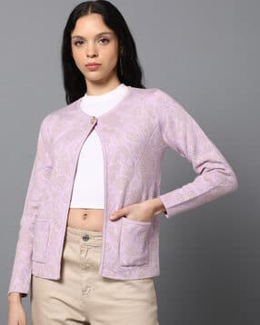 Ajio Light Purple Bomber Jacket Buy Beige Sweaters Cardigans For