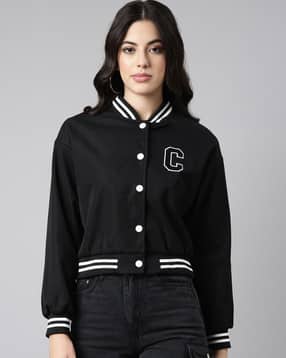 showoff Women Bomber Jacket with Striped Detail-picture-20