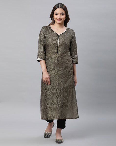 Aurelia Women Foil Print Straight Kurta