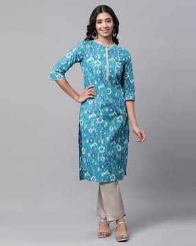 aurelia Women Ikat Print Straight Kurta-picture-14