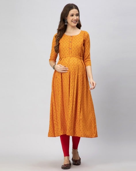 Cotton Casual Wear Ladies Orange Kurti With Legging, Wash Care