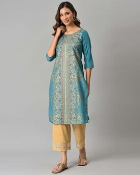 aurelia Women Floral Print Straight Kurta-picture-40