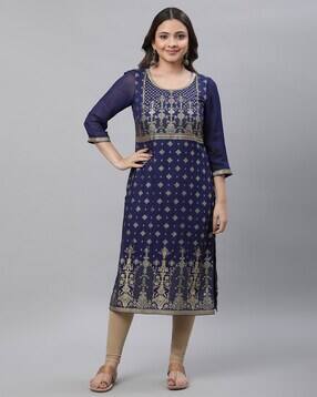 aurelia Women Floral Print Straight Kurta-picture-12